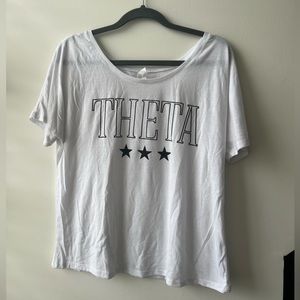 Theta off the shoulder tee